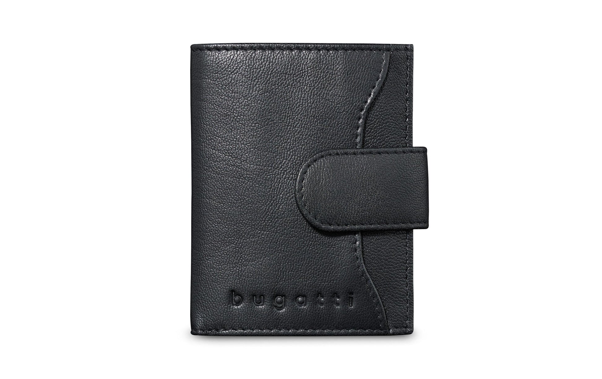Bugatti cases Bugatti – DeLuxe Kartenetui – RFID-Schutz, Münzfach, 8 Kartentaschen – 80×102×15 mm – Schwarz, Ziegenleder