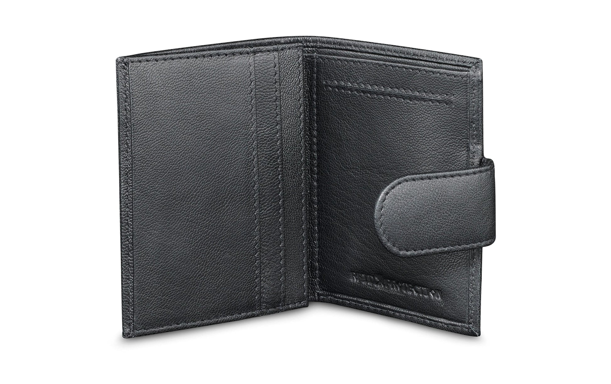 Bugatti cases Bugatti – DeLuxe Kartenetui – RFID-Schutz, Münzfach, 8 Kartentaschen – 80×102×15 mm – Schwarz, Ziegenleder