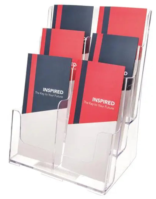 Deflecto Prospekthalter 77401 – 6 Fächer, Transparent, Polystyrol, 245 × 195 × 322 mm
