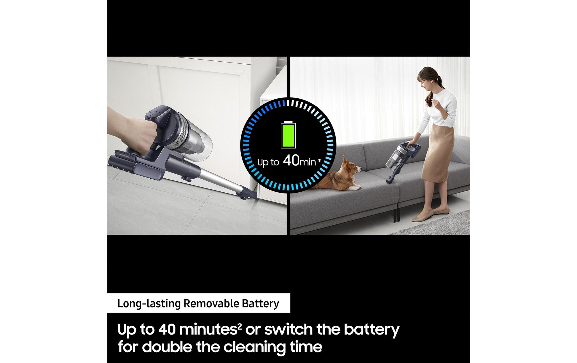 Samsung Akkustaubsauger VS15A6031R4/SW – 150 W, 0,8 l, Akkubetrieb, 21,6 V
