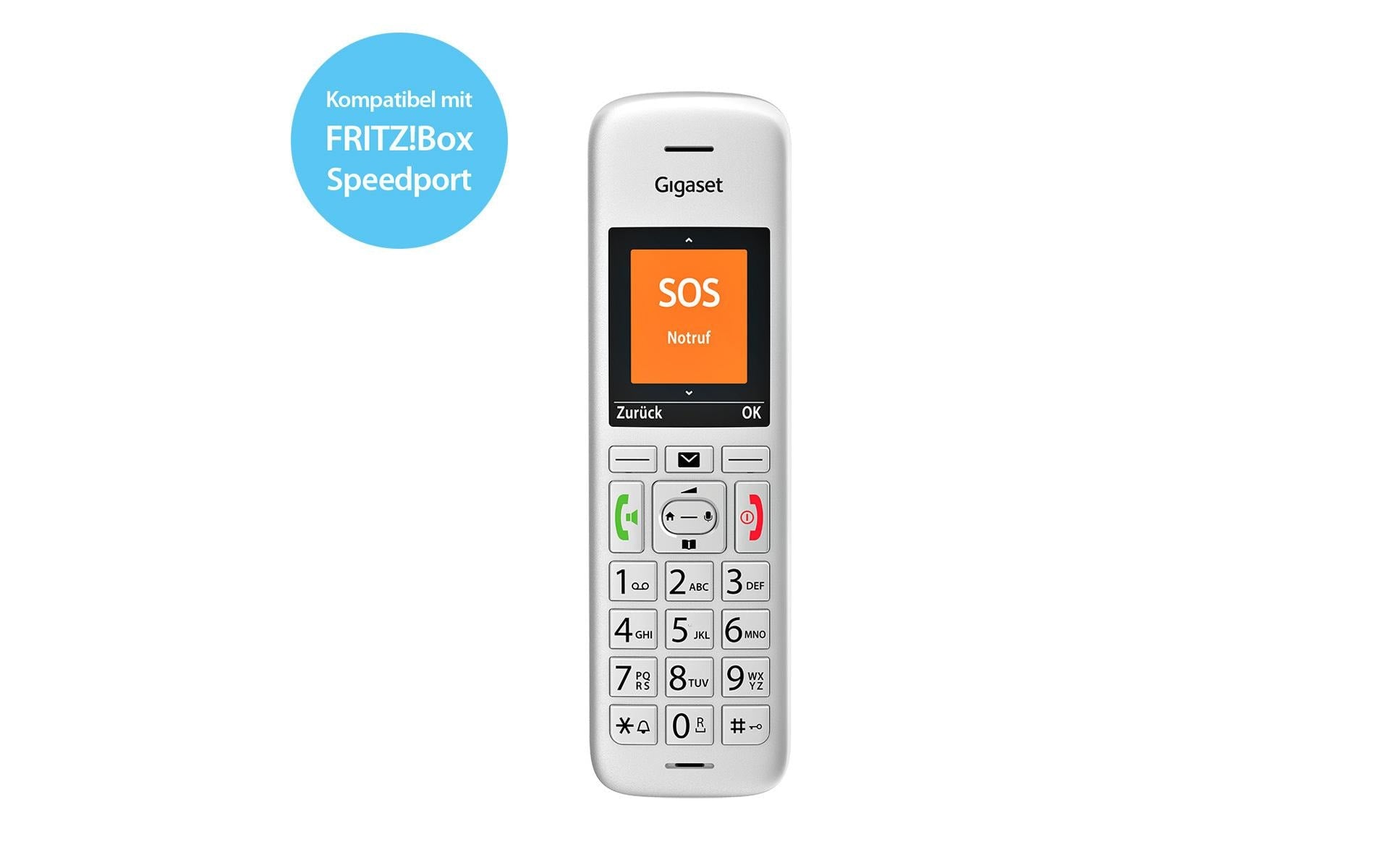 Gigaset E390 HX – WLAN-Telefon (Handgerät), inkl. Ladeschale, Silber
