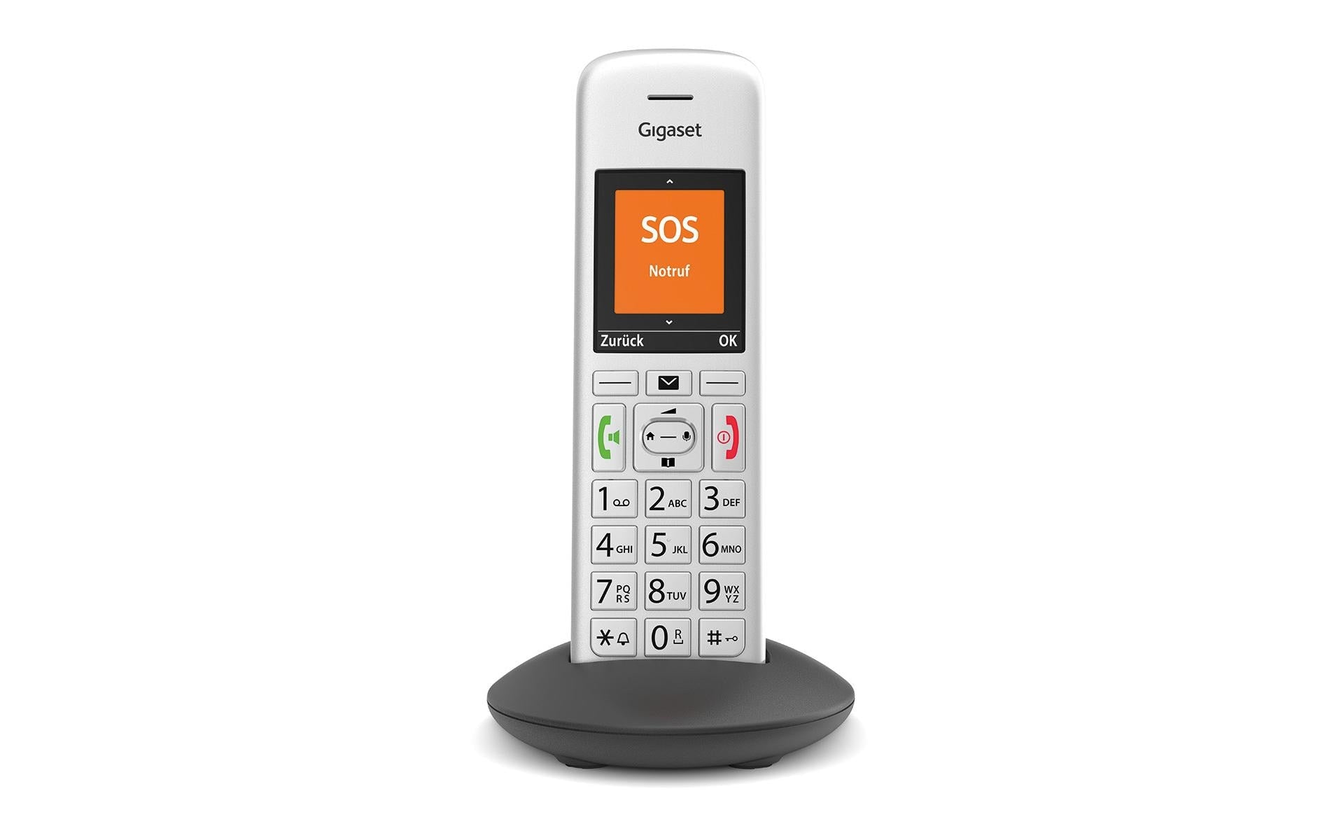 Gigaset E390 HX – WLAN-Telefon (Handgerät), inkl. Ladeschale, Silber