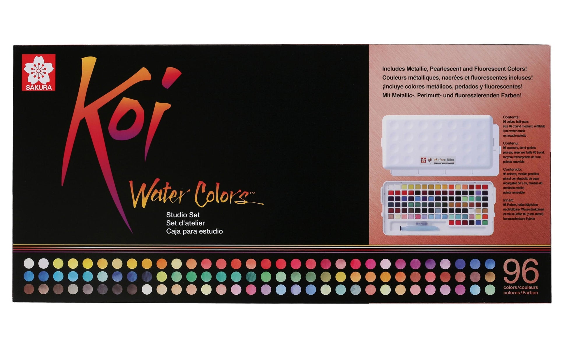 Talens Koi Aquarellfarbe – Mehrfarbig – 96 Farben (Näpfchen), Pocket Box – für Papier