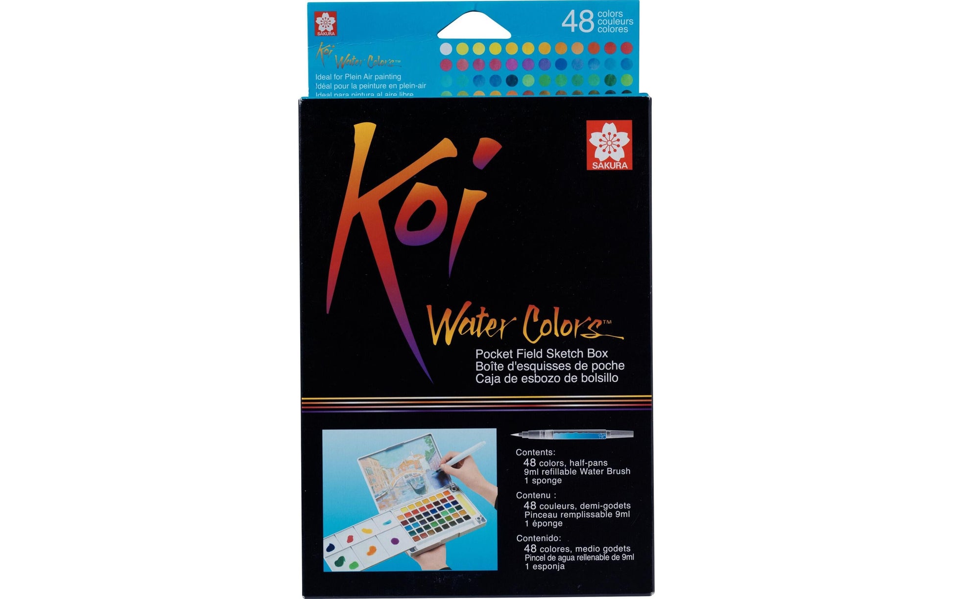 Sakura Koi Wasserfarben Aquarellkasten – Mehrfarbig – 48 Farben (Palette) – für Papier