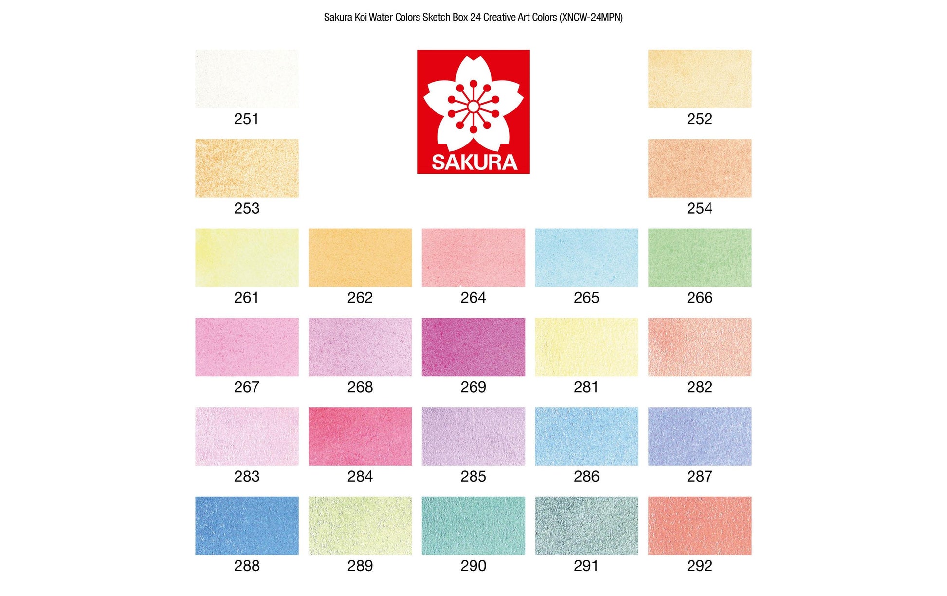 Sakura Koi Aquarellfarbe – Mehrfarbig, Metallic – 24 Farben (Palette, 24 Näpfchen) – für Papier