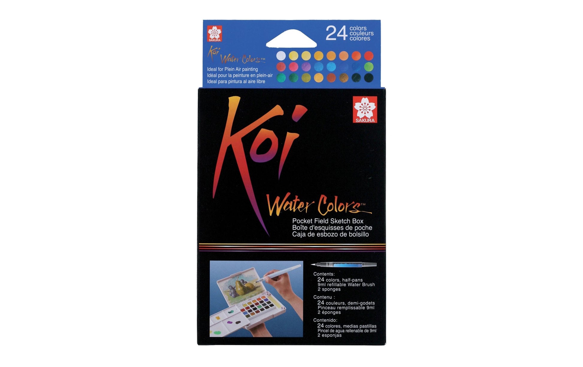 Sakura Koi Aquarellfarbe – Mehrfarbig – 24 Farben (Palette, mit Pinsel) – für Papier
