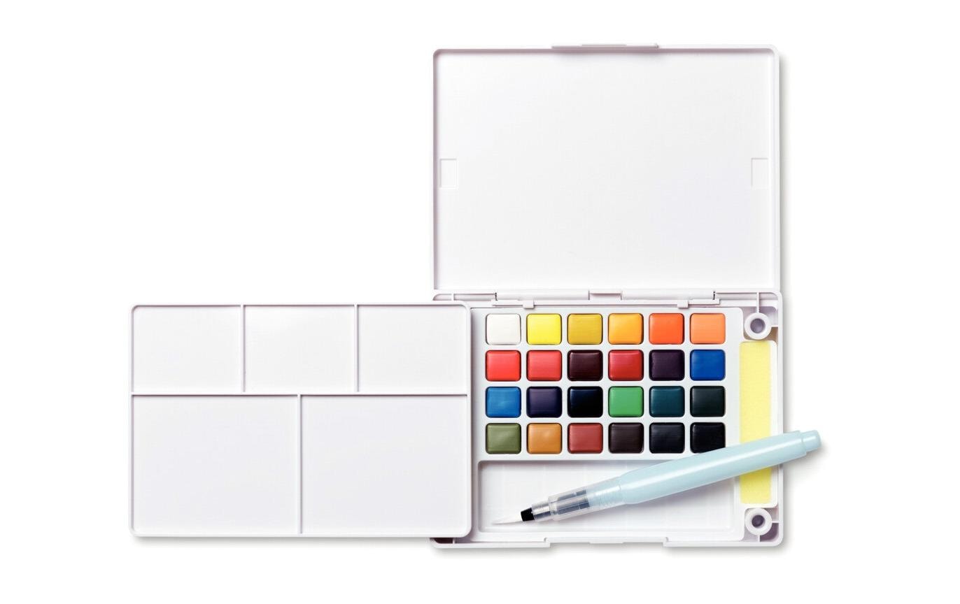 Sakura Koi Aquarellfarbe – Mehrfarbig – 24 Farben (Palette, mit Pinsel) – für Papier