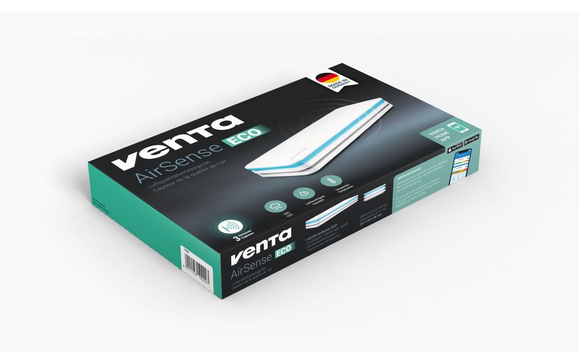 Venta AirSense AS100 – Multisensor/Raumsensor, WLAN, Temperatur, Feuchte, VOC-Gase – Weiss