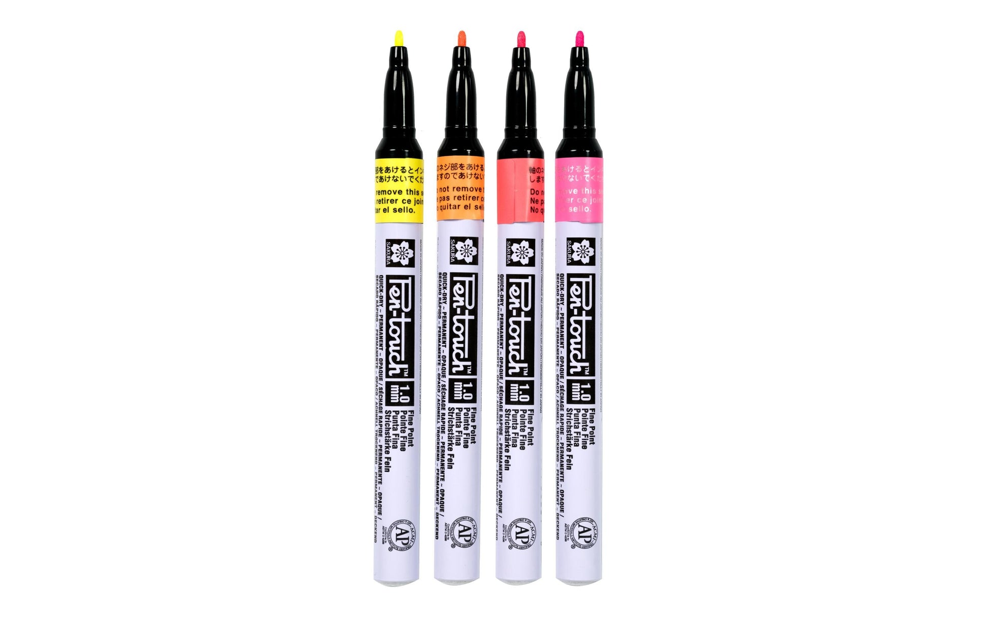 Sakura Pen-Touch Lackmarker – Feine Spitze 1 mm – Mehrfarbig – 4er-Set – für Holz
