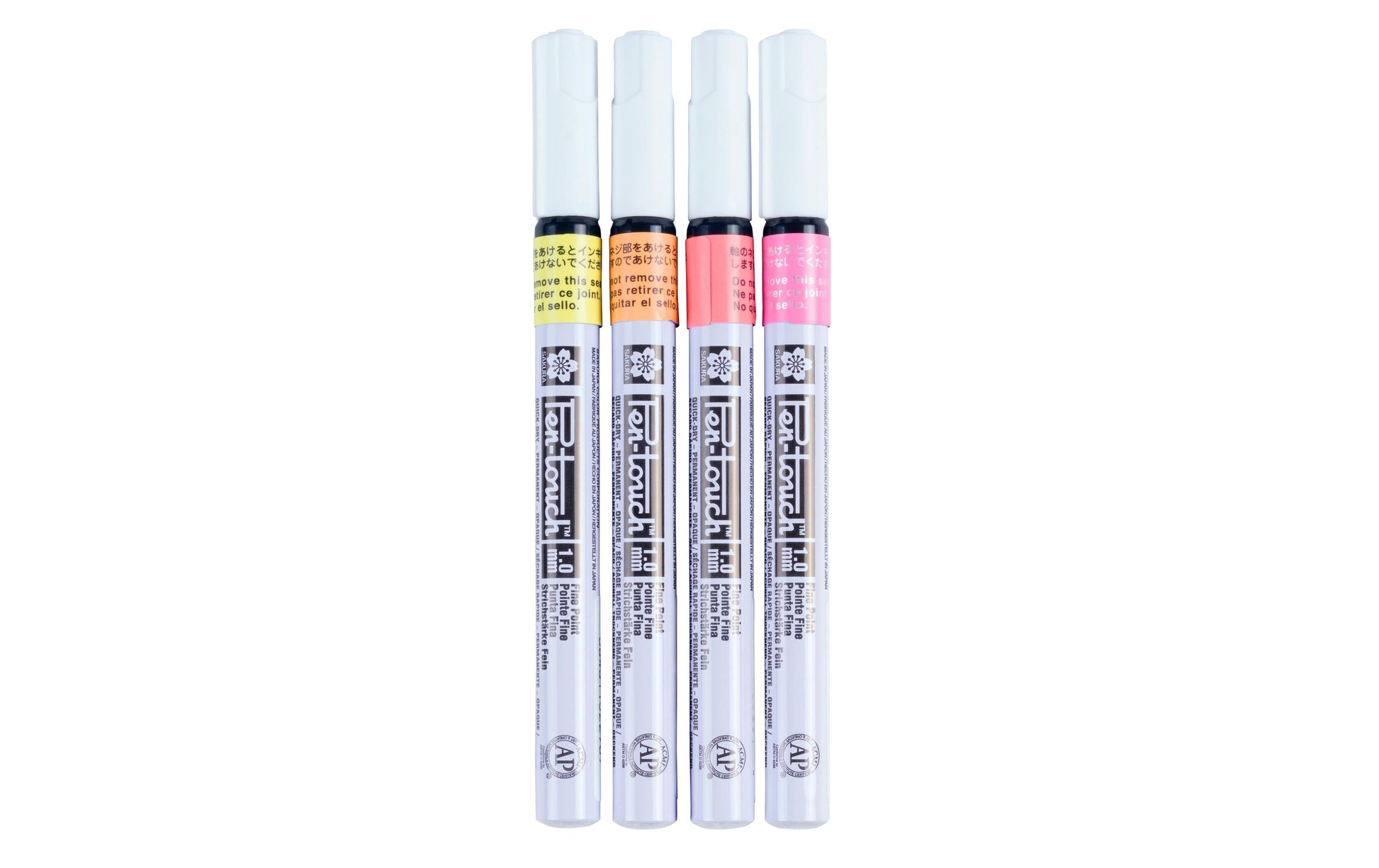 Sakura Pen-Touch Lackmarker – Feine Spitze 1 mm – Mehrfarbig – 4er-Set – für Holz
