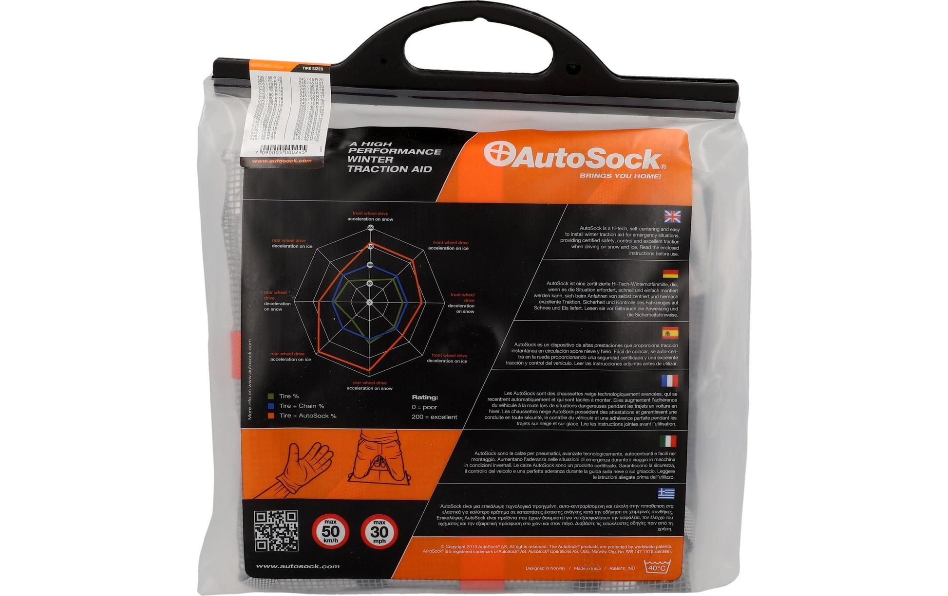 Autosock Textile Traktionshilfe GR 697 – EN-Norm, in CH als Schneekette zugelassen – für 16" Felgen – Textil
