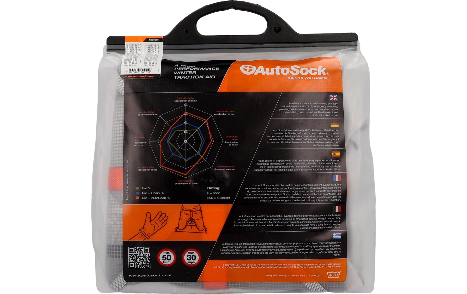 AutoSock Textile Traktionshilfe – für 19" Reifen – 2 Stück – Textil, CH-zugelassen als Schneekette