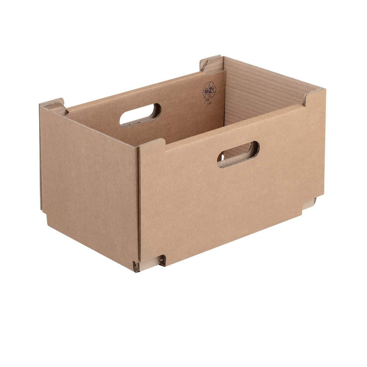 Brieger Versandkarton – 412 × 234 × 193 mm, 2-wellig, stapelbar, seitliche Traggriffe