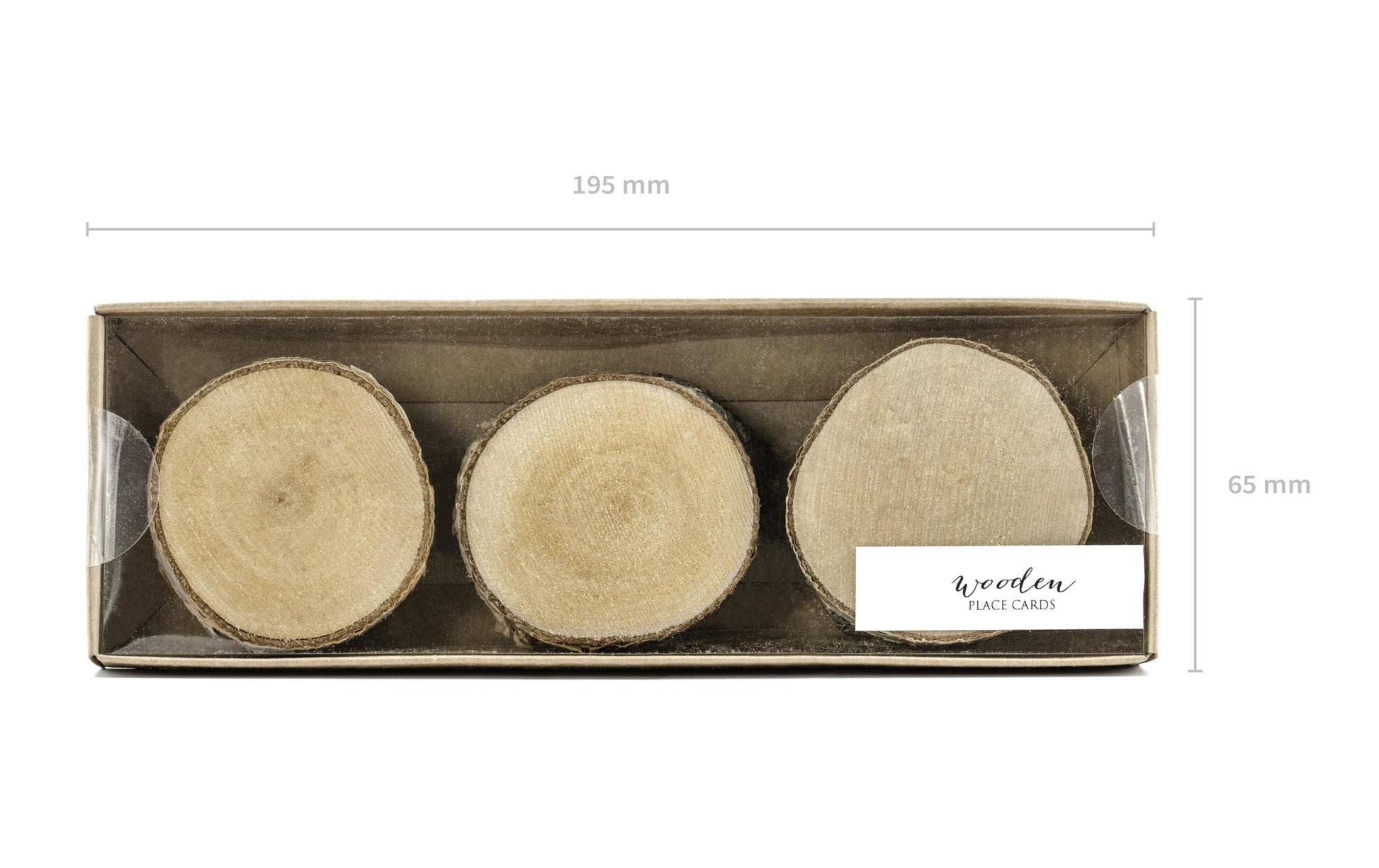 PartyDeco Tischkarten Holzscheibe Hochzeit – Braun – Ø 4,5–6,5 cm – Holz (Weide) – 6 Stk