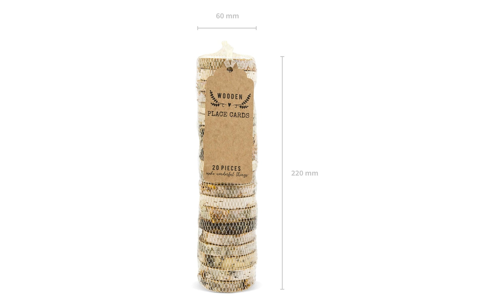 PartyDeco Tischkarten Holzscheibe Hochzeit – Braun – Ø 4,5–6,5 cm × 1 cm – Holz (Eiche) – 20 Stk