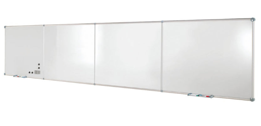 MAUL Whiteboard – 120 × 90 cm, Kunststoff, magnetisch, Aluminiumrahmen, Wandmontage, inkl. 2 Ablageleisten