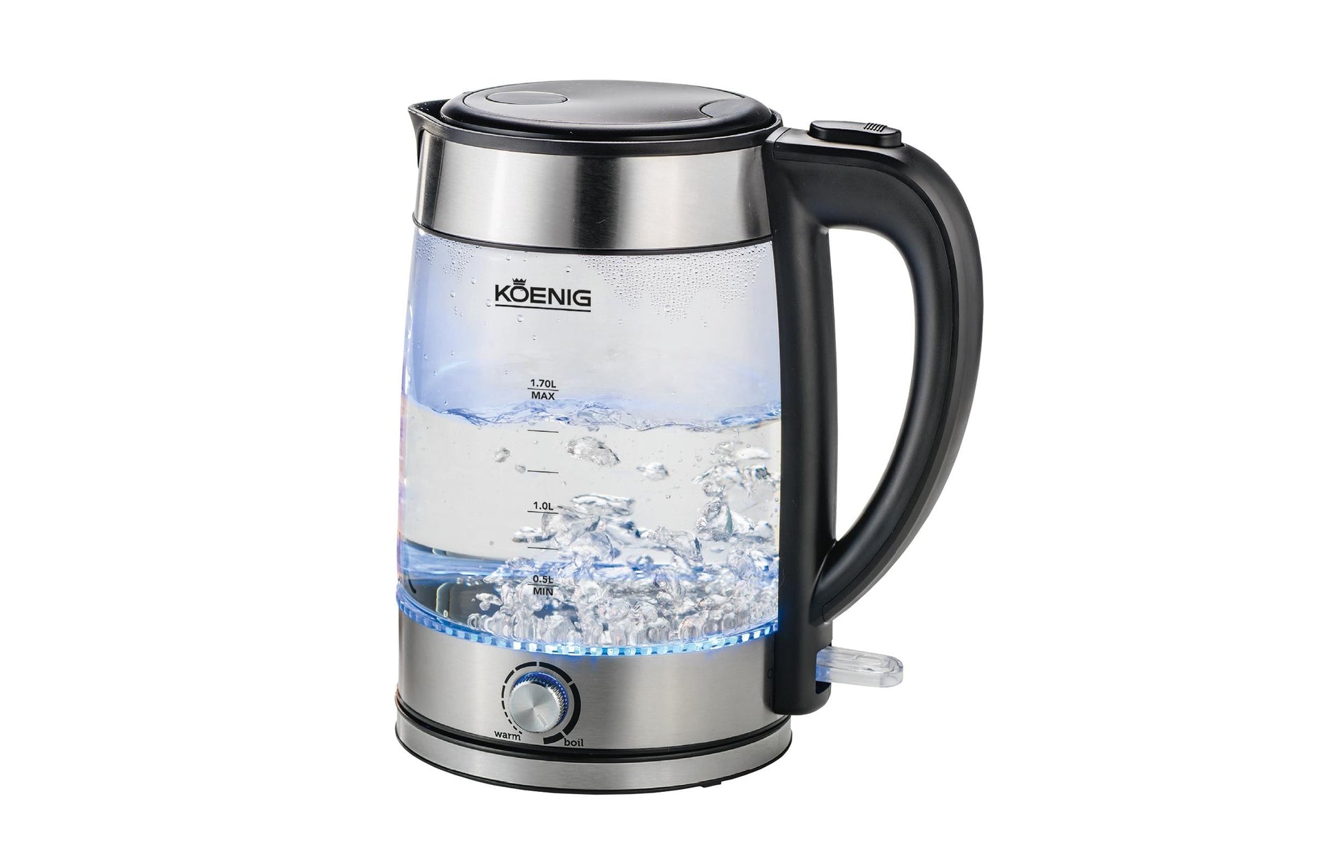 Koenig Wasserkocher – 1,7 l, mit Temperaturwahl, Glas/Edelstahl, B02115