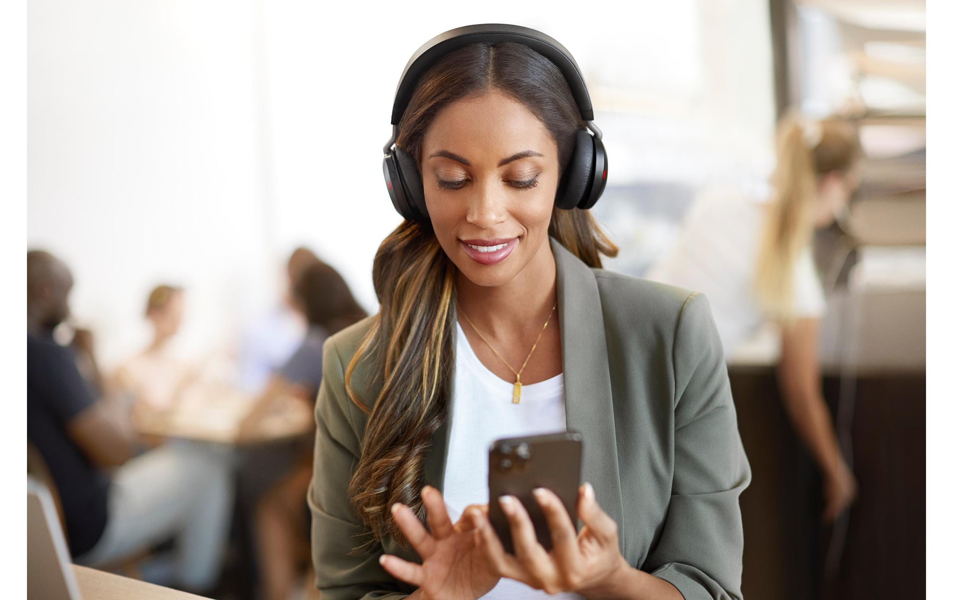 Jabra Evolve2 75 Office-Headset – On-Ear, Stereo, BT, ANC, MS Teams zertifiziert, mit USB-A-Dongle, Schwarz