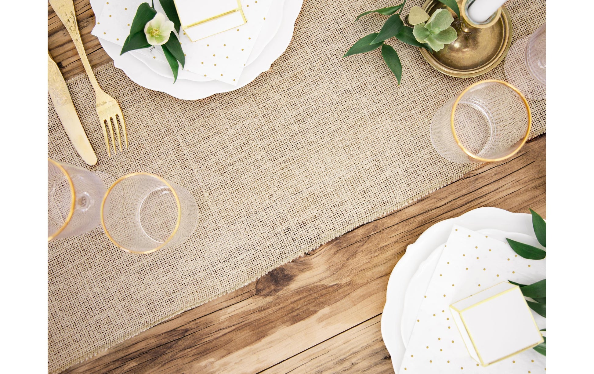 PartyDeco Tischläufer – 28×500 cm, Jute, Braun, Hochzeit