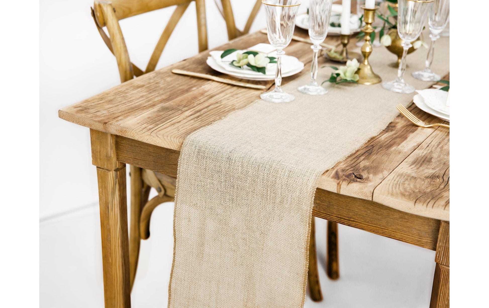 PartyDeco Tischläufer – 28×500 cm, Jute, Braun, Hochzeit