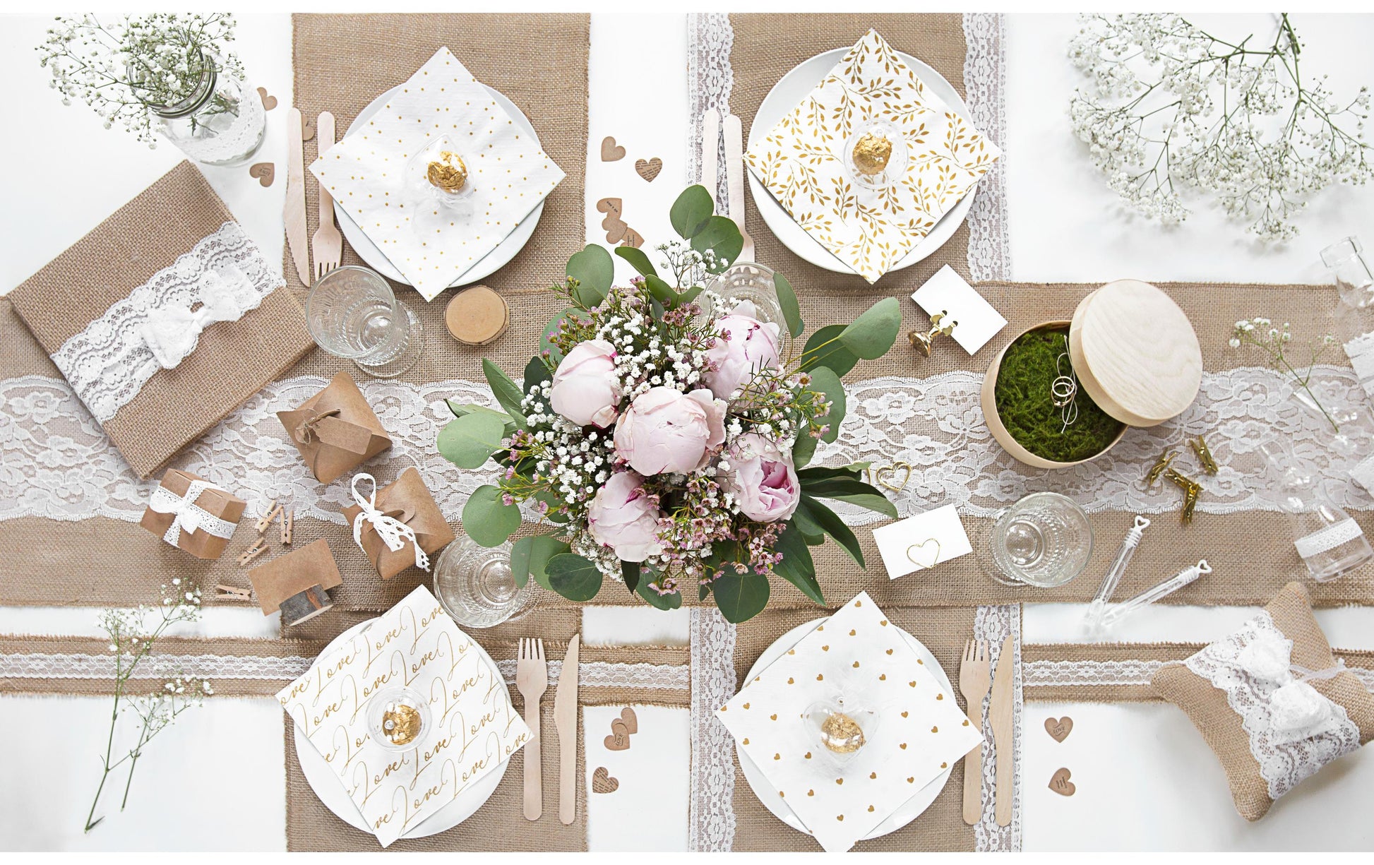 PartyDeco Tischläufer – 28×275 cm, Jute, braun, Hochzeit