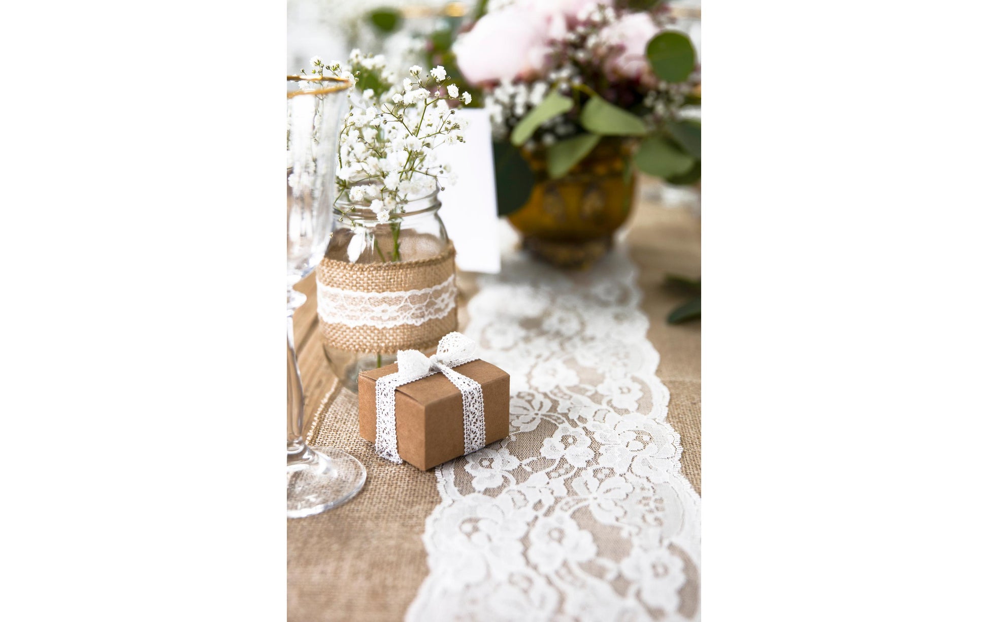 PartyDeco Tischläufer – Jute, Hochzeitsmotiv, 28 × 2,75 m
