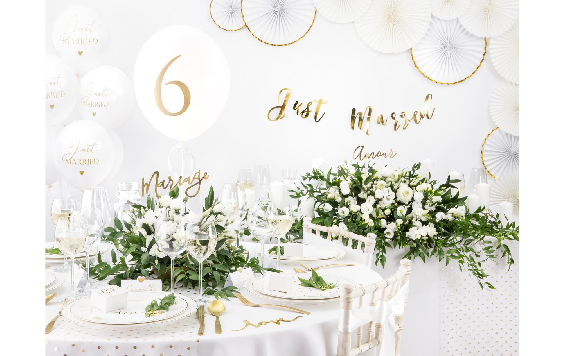 PartyDeco Rosetten – Weiss – 23, 32, 40 cm – 3 Stk – für Hochzeit