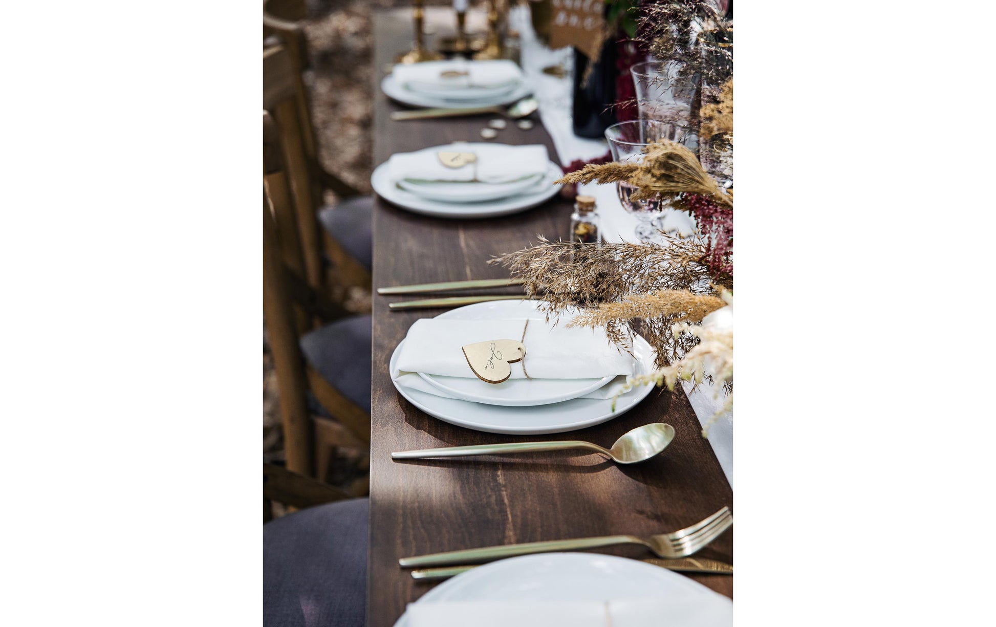 PartyDeco Tischkarten Hochzeit – Braun – 6 × 5 cm – Holz – 10 Stk