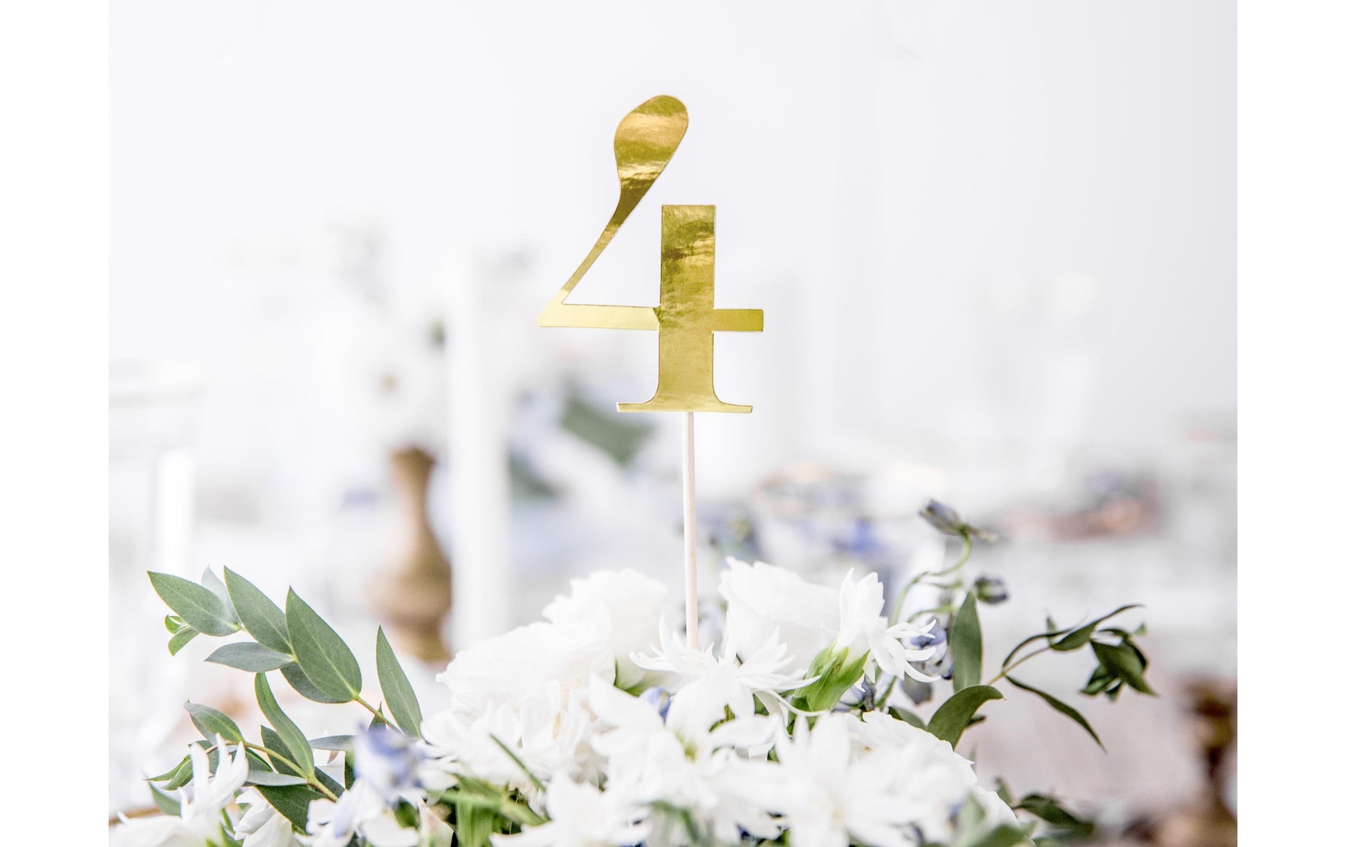 PartyDeco Deko-Zahl Hochzeit – Gold – 26,5 cm – Holz – 10 Stk