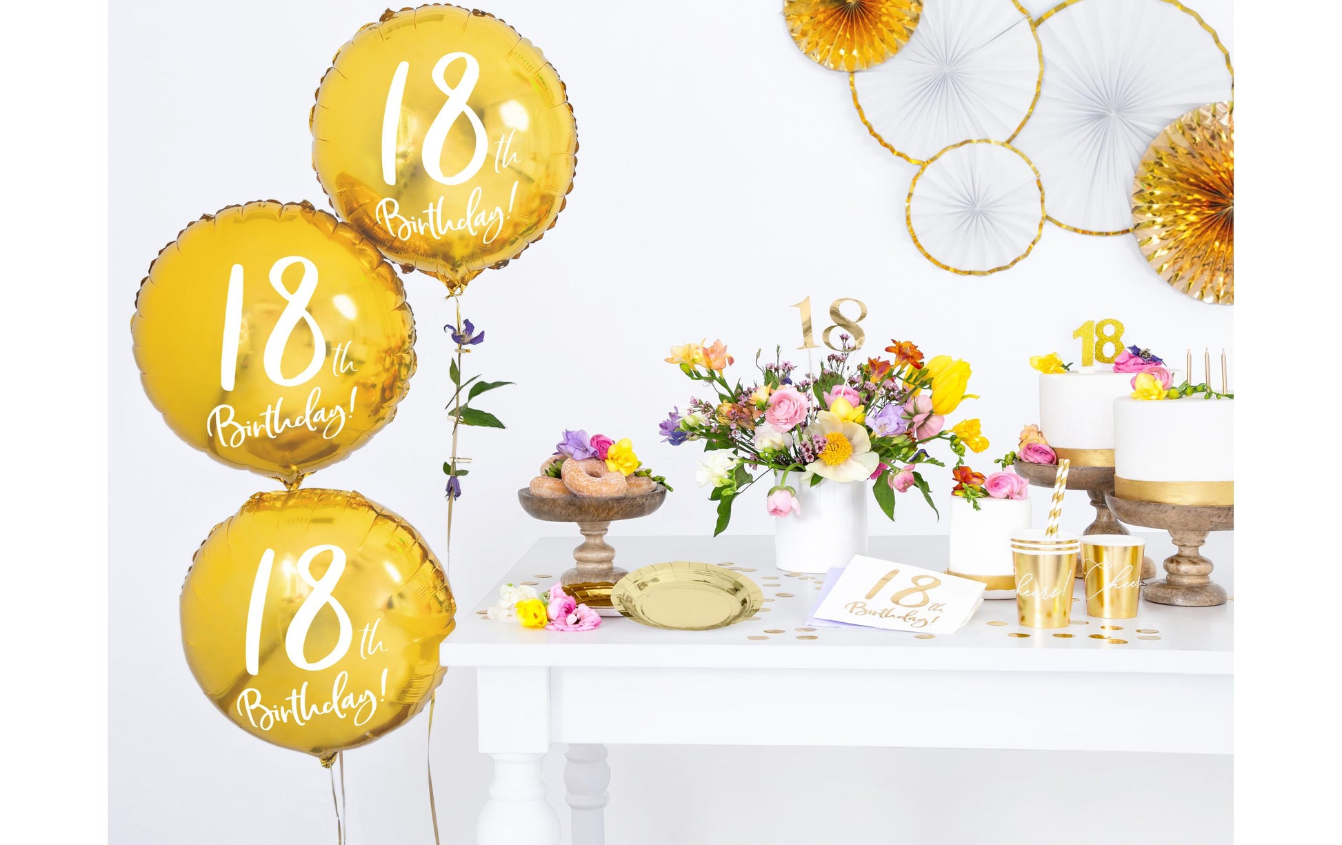 PartyDeco Deko-Zahl Hochzeit – Gold – 26,5 cm – Holz – 10 Stk