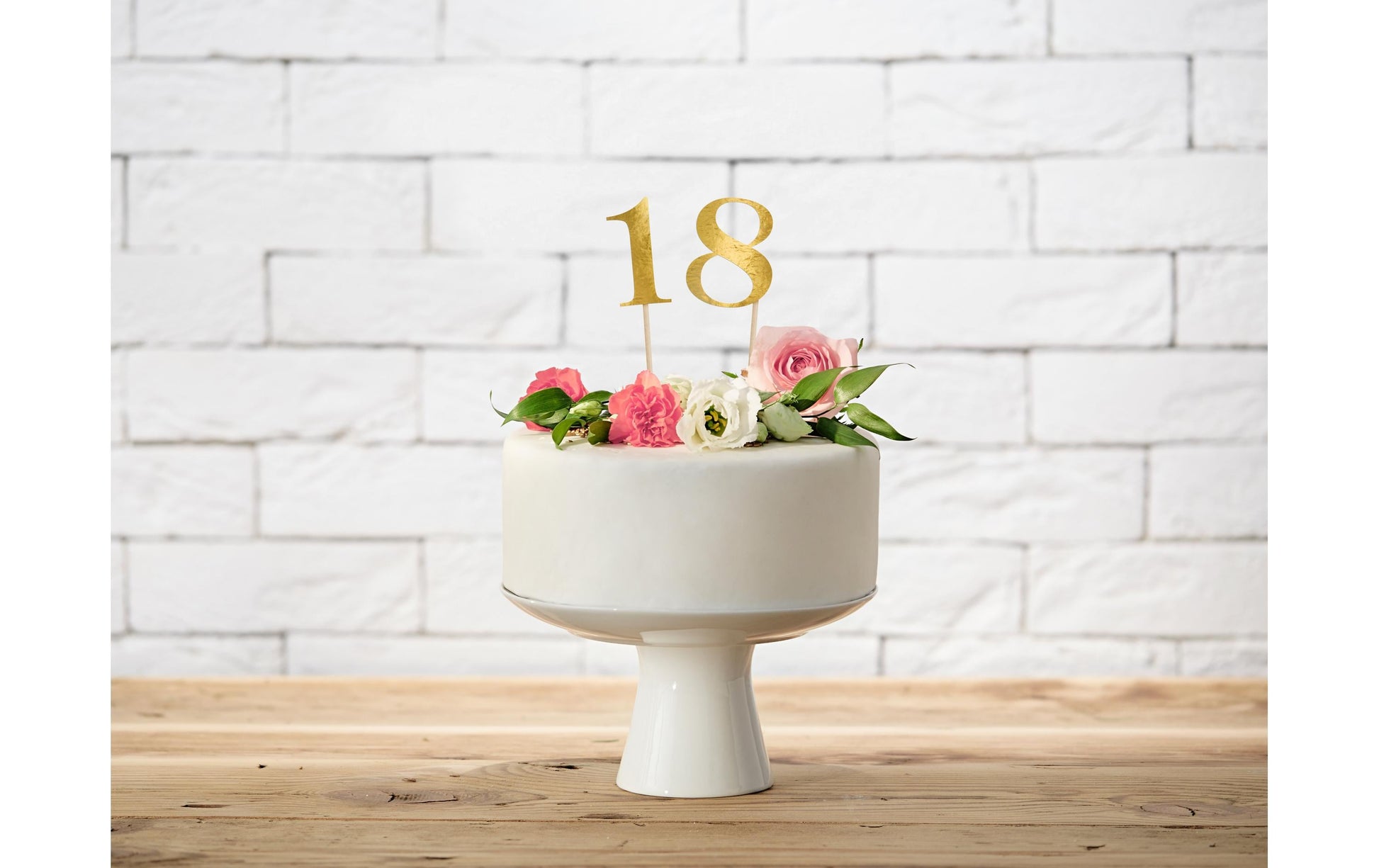 PartyDeco Deko-Zahl Hochzeit – Gold – 26,5 cm – Holz – 10 Stk