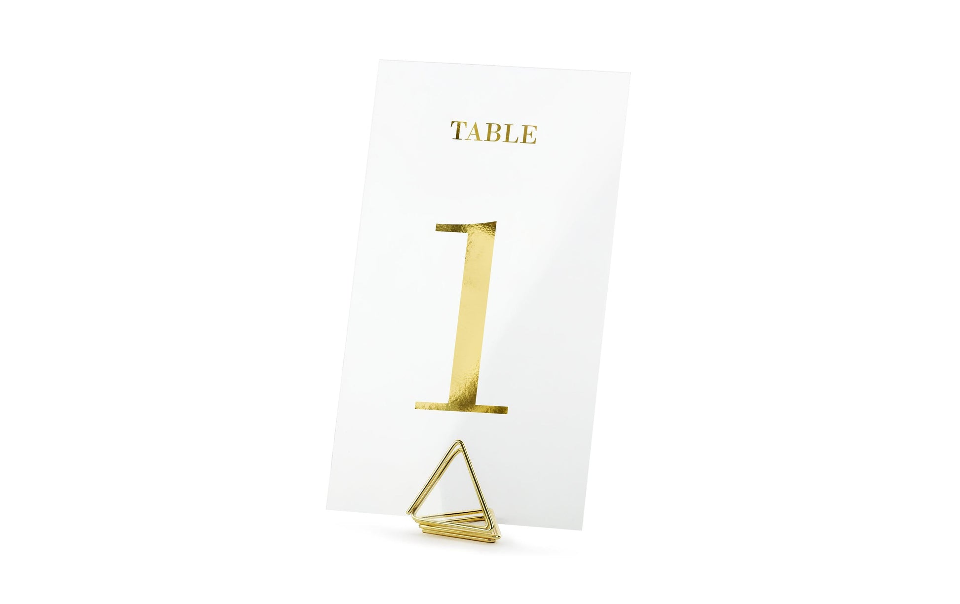 PartyDeco Tischnummern Karten Hochzeit – gold/transparent – 7 × 12 cm – Papier – 20 Stk
