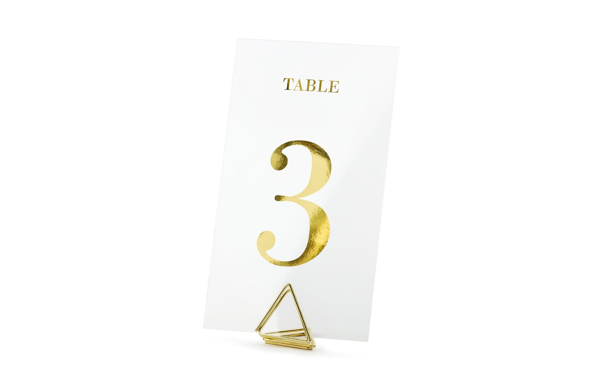 PartyDeco Tischnummern Karten Hochzeit – gold/transparent – 7 × 12 cm – Papier – 20 Stk