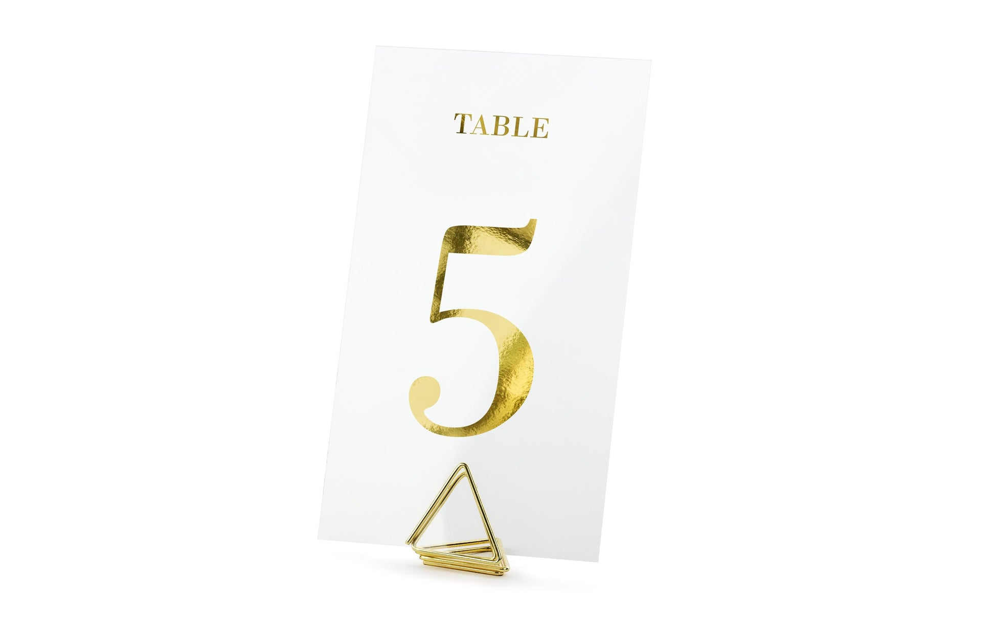PartyDeco Tischnummern Karten Hochzeit – gold/transparent – 7 × 12 cm – Papier – 20 Stk
