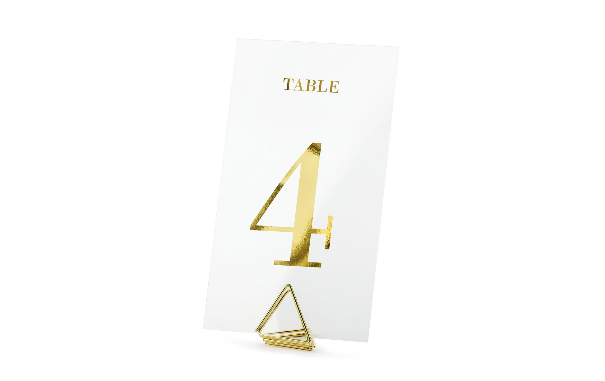 PartyDeco Tischnummern Karten Hochzeit – gold/transparent – 7 × 12 cm – Papier – 20 Stk