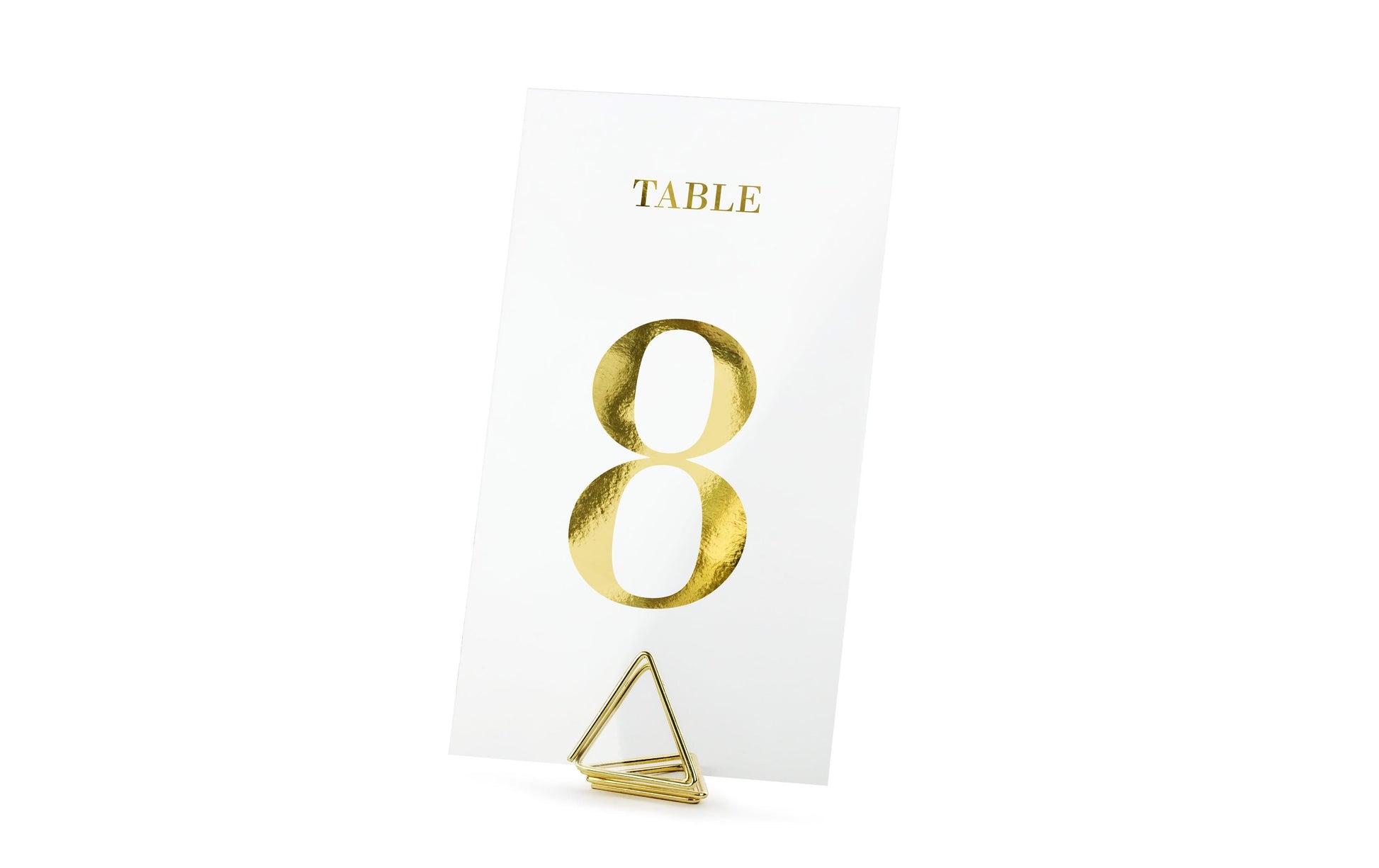 PartyDeco Tischnummern Karten Hochzeit – gold/transparent – 7 × 12 cm – Papier – 20 Stk