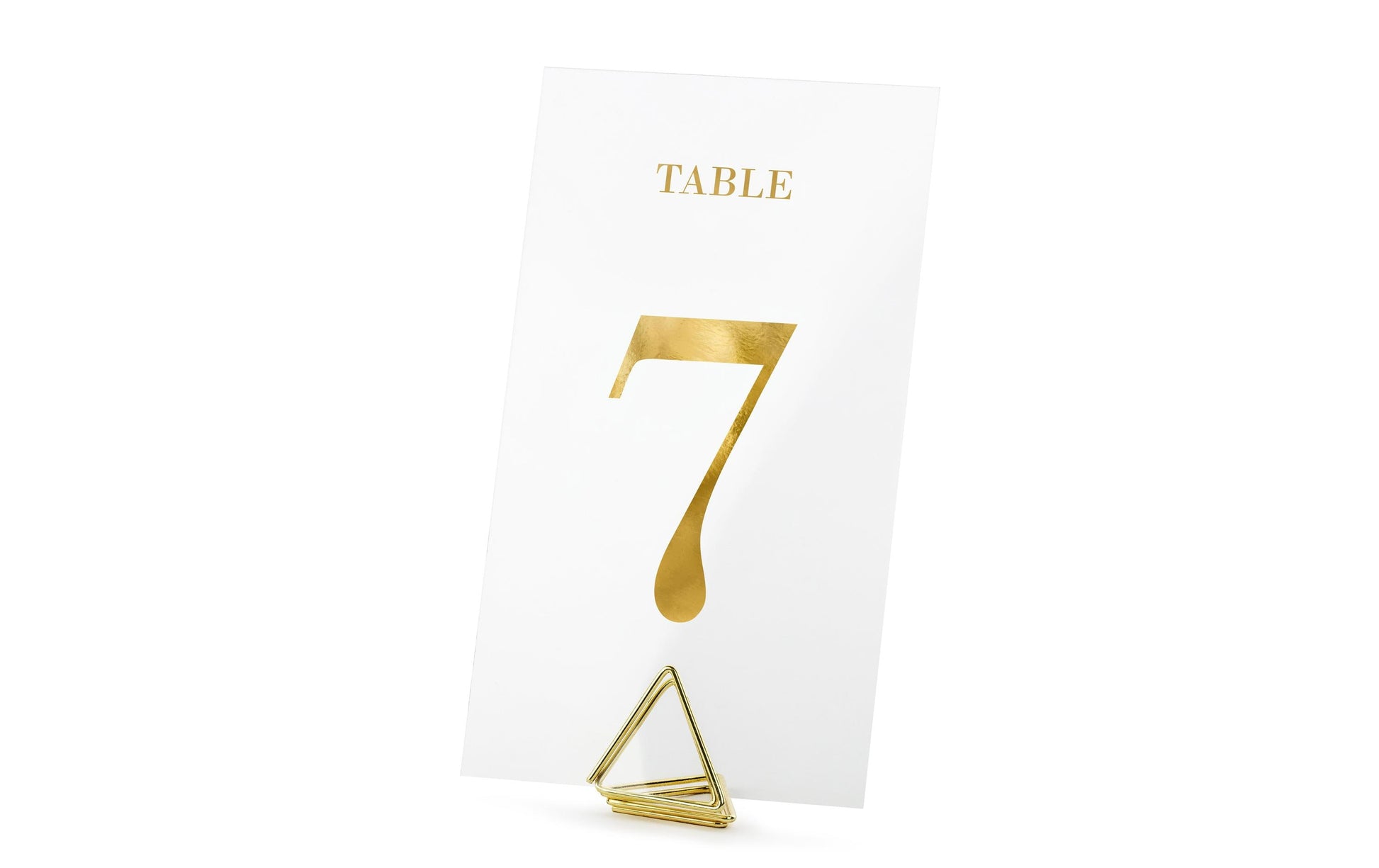 PartyDeco Tischnummern Karten Hochzeit – gold/transparent – 7 × 12 cm – Papier – 20 Stk