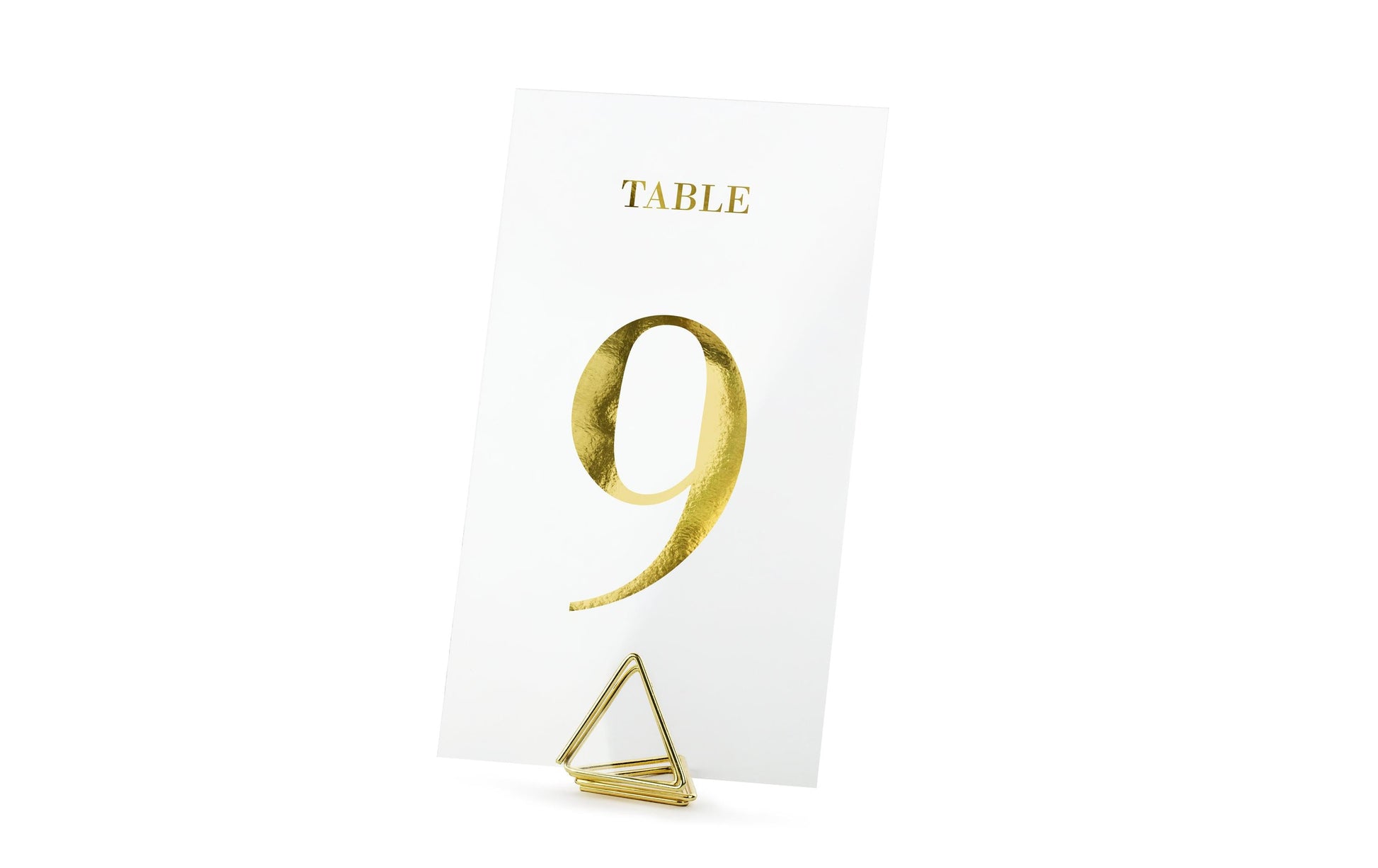 PartyDeco Tischnummern Karten Hochzeit – gold/transparent – 7 × 12 cm – Papier – 20 Stk