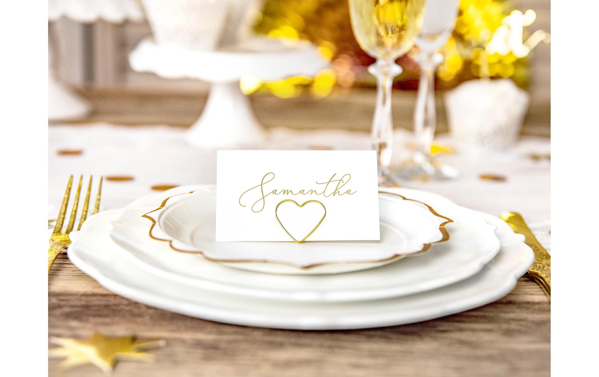 PartyDeco Tischkartenhalter Herz – Gold – Ø 2,5 cm – 10 Stk