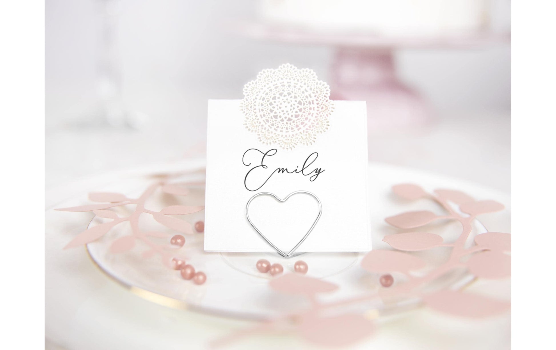 PartyDeco Tischkartenhalter Hochzeit – Silber – 9,0 × 12,0 cm – 10 Stk