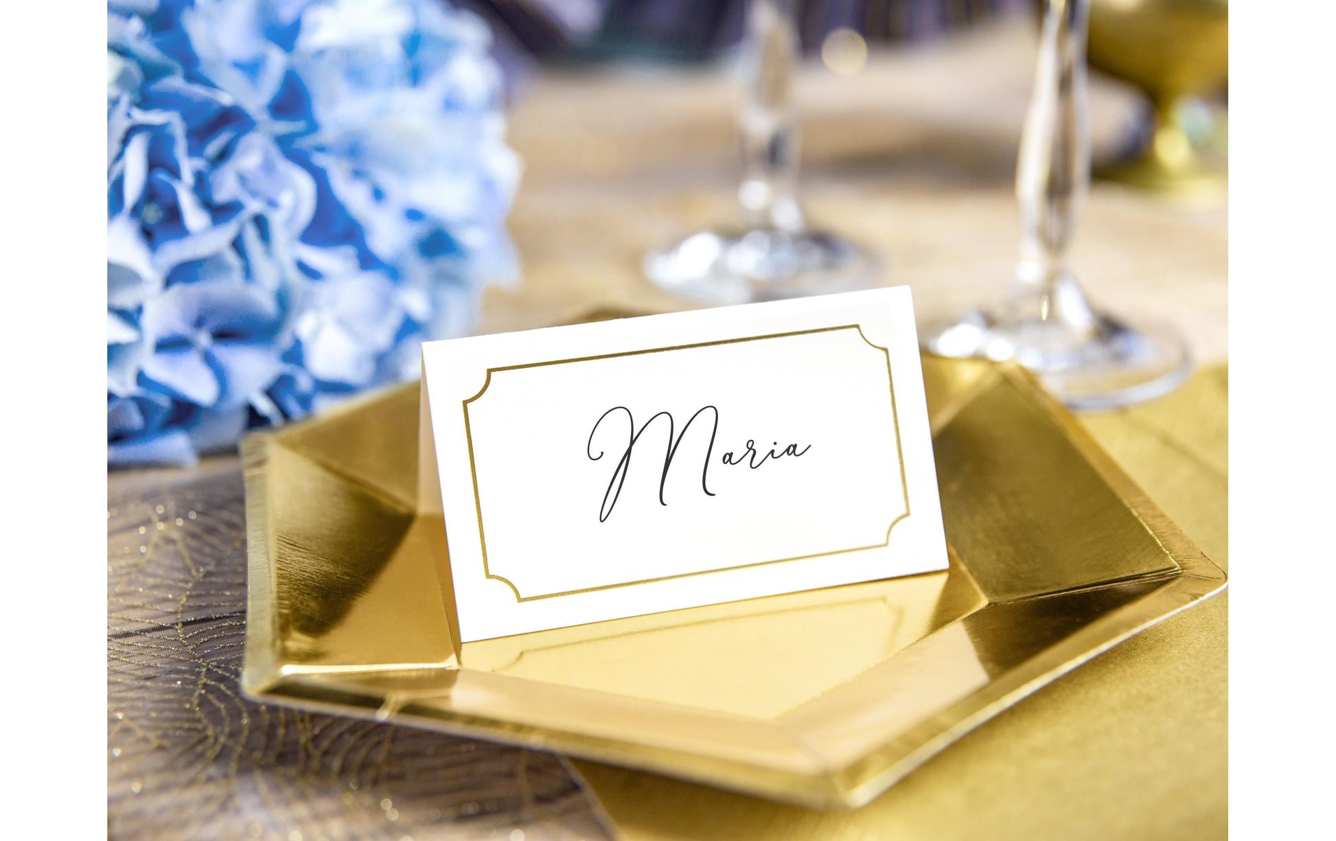 PartyDeco Tischkarten Rahmen Hochzeit – Weiss – 9,5 × 5,5 cm – Karton – 10 Stk