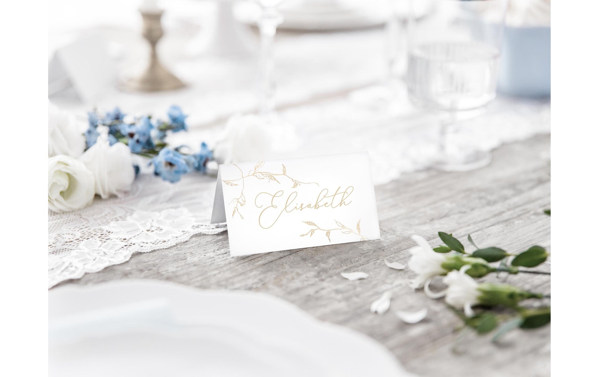 PartyDeco Tischkarten Hochzeit – Weiss – 9,5 × 5,5 cm – Karton – 10 Stk