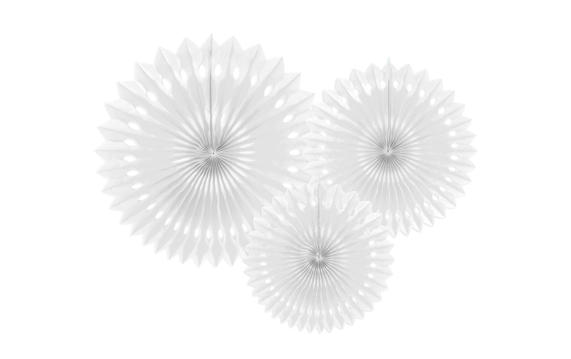 PartyDeco Rosetten Fächer – Crème – 20, 25, 30 cm – Papier – 3 Stk
