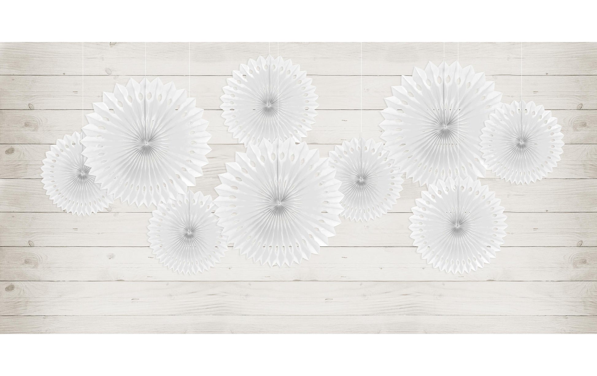 PartyDeco Rosetten Fächer – Crème – 20, 25, 30 cm – Papier – 3 Stk