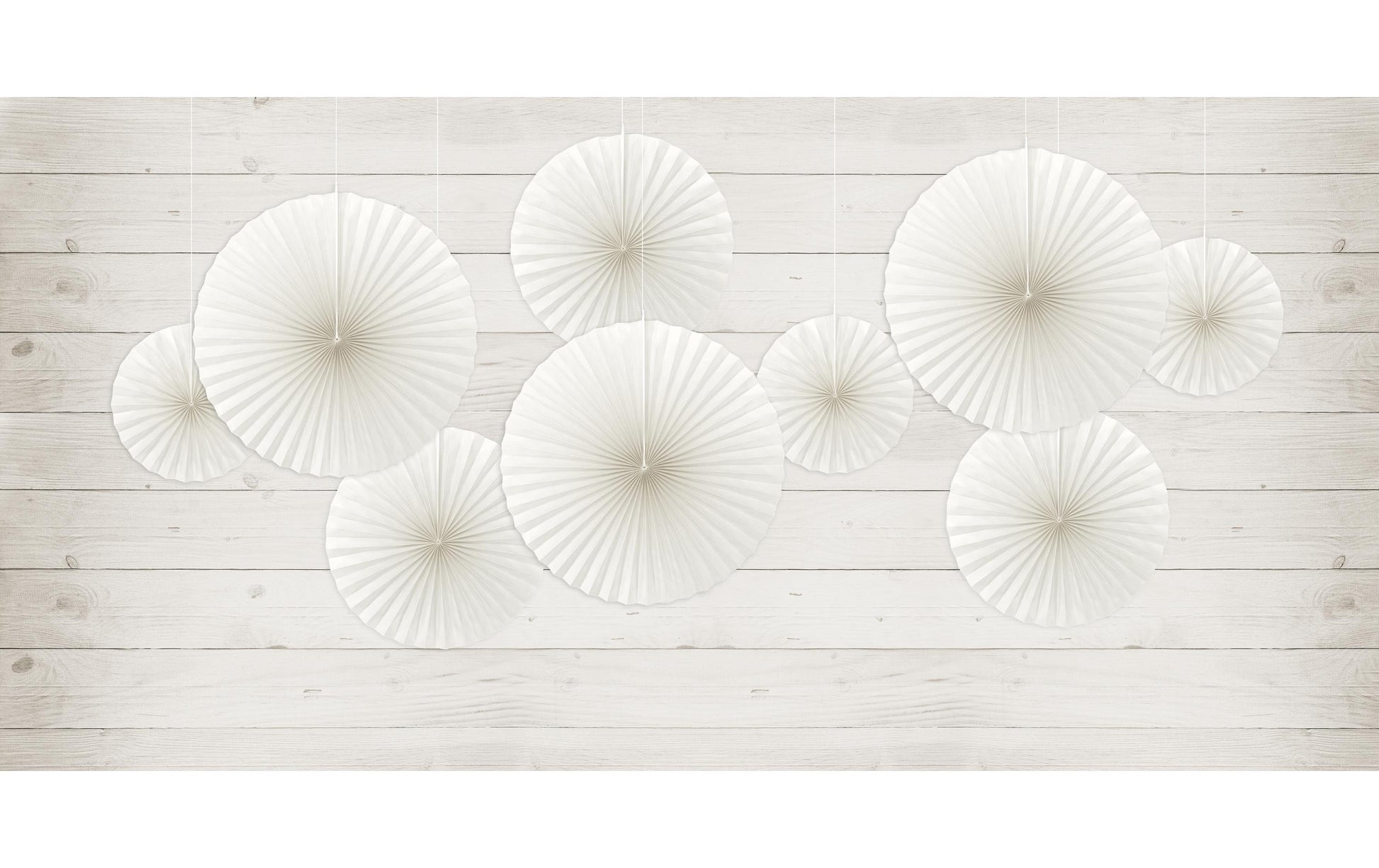 PartyDeco Rosetten – Weiss – 23, 32, 40 cm – 3 Stk – für Hochzeit