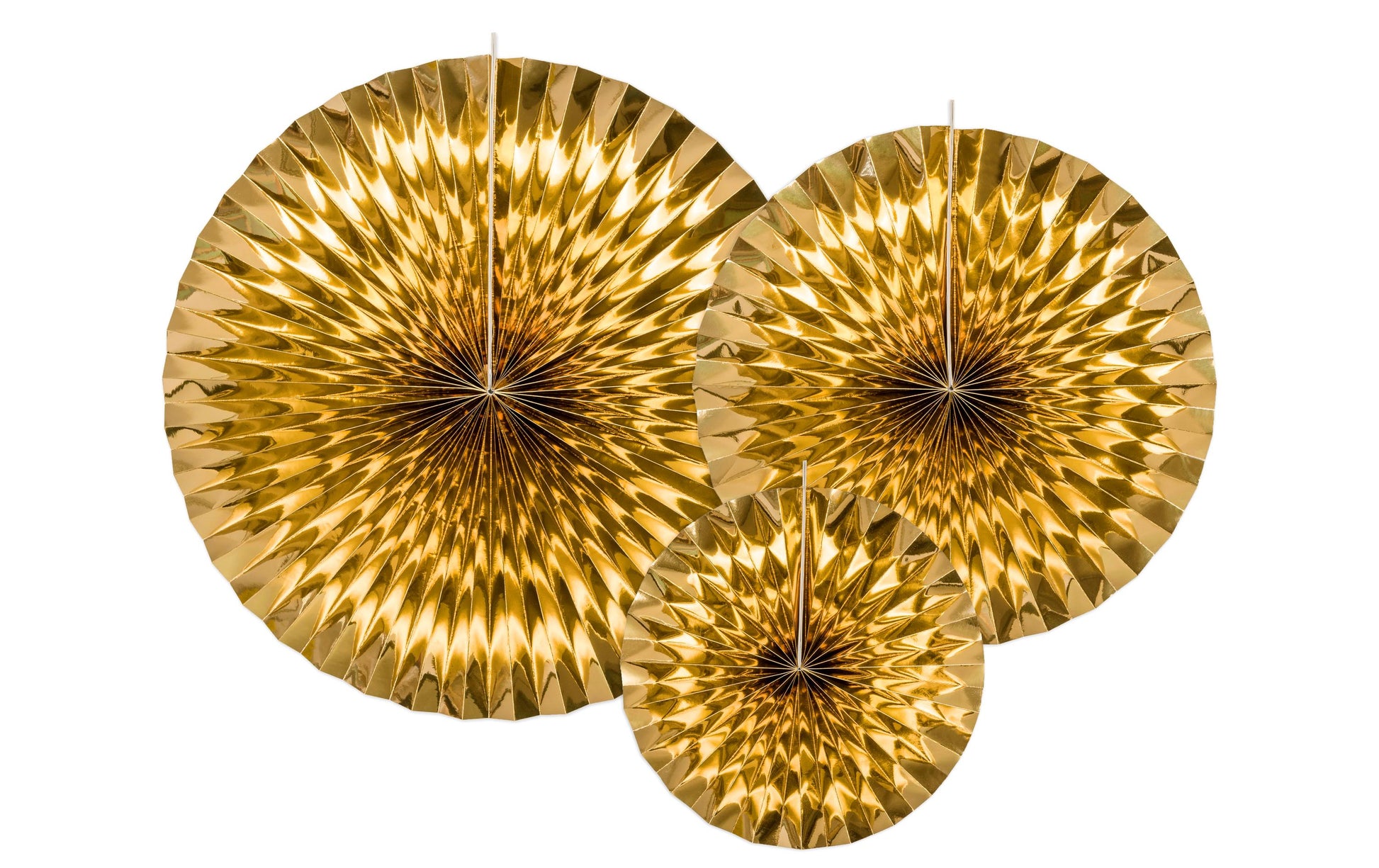 PartyDeco Rosetten – Gold – Ø 23, 32, 40 cm – Papier – 3 Stk