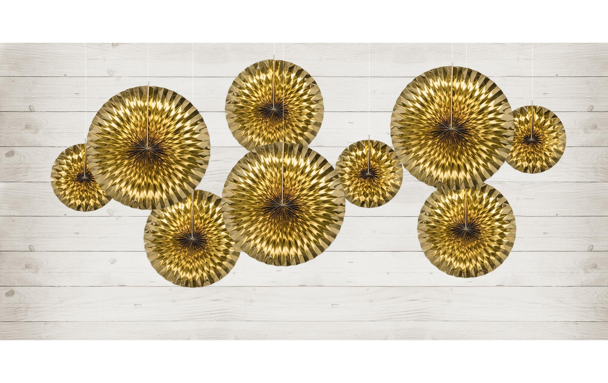 PartyDeco Rosetten – Gold – Ø 23, 32, 40 cm – Papier – 3 Stk