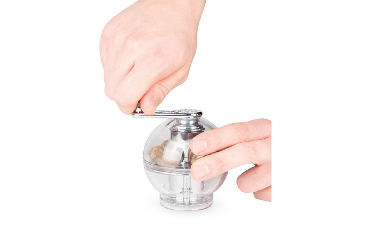 Peugeot Pfeffermühle Tidore – rund, einstellbares Schleifen – Acryl, Edelstahl – transparent – Ø 11 × H 9 cm