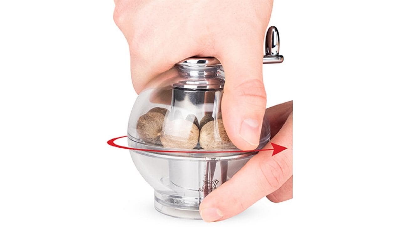 Peugeot Pfeffermühle Tidore – rund, einstellbares Schleifen – Acryl, Edelstahl – transparent – Ø 11 × H 9 cm