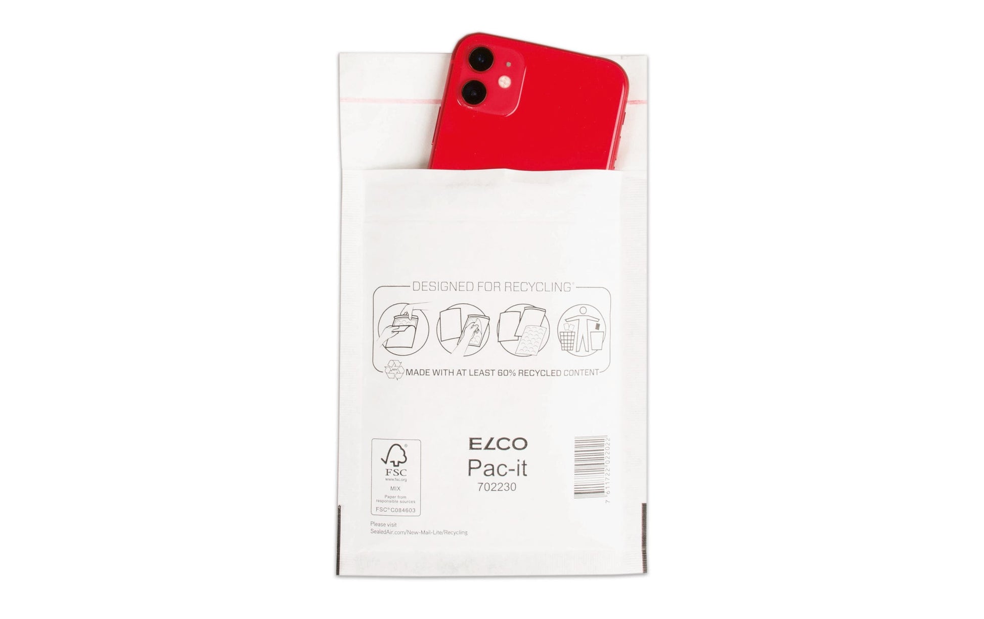 Elco Safepost Luftpolstertasche – 122 × 175 mm, selbstklebend, weiss – 200 Stk.